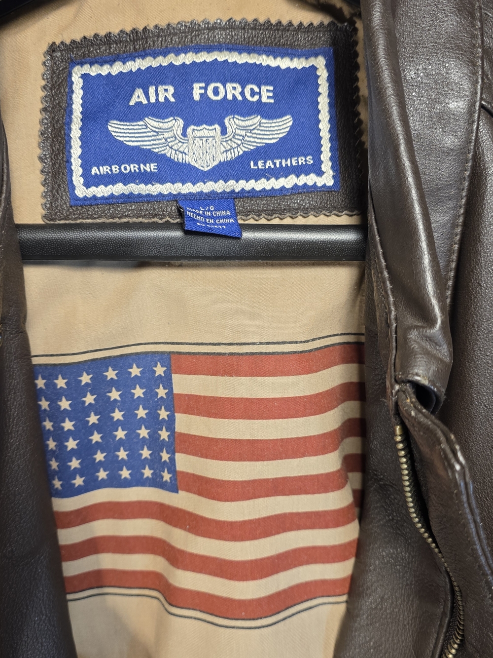 Vintage Air Force Airborne Leathers Mens L Flight Bomber Jacket Brown Leather - Picture 2 of 13